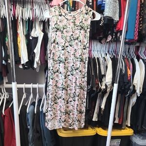 Charlotte Russe Pink and Green Floral Midi Dress